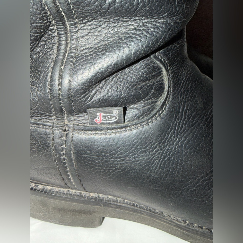 Justin Men’s Black work boots 4767 So 7.5. Scratches On Toes - Picture 6 of 7